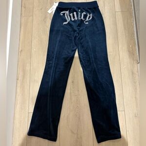 Juicy Couture Navy Blue Velour Track Pants